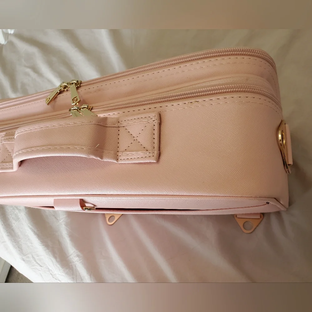 Pink Makeup Organizer with Adjustable Dividers